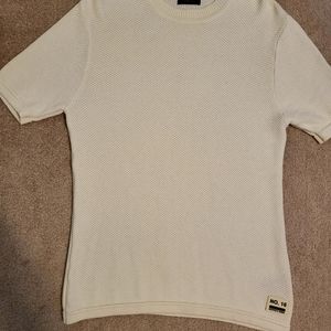 Men's Scotch & Soda Cotton-Blend Short Sleeved Sweater Ecru Color- Size XL